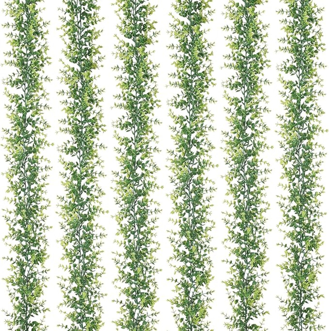 6Pcs Faux Eucalyptus Garland – 6ft Artificial Silver Dollar Greenery Vines for Wedding, Backdrop, Arch, Table, Wall, Party, Indoor & Outdoor Decor (Green)